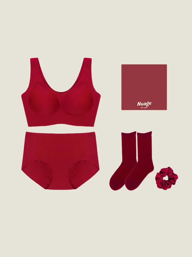 NuCloud Red Holiday Bra Set