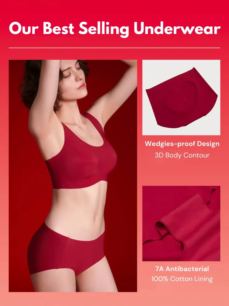 NuCloud Red Holiday Bra Set
