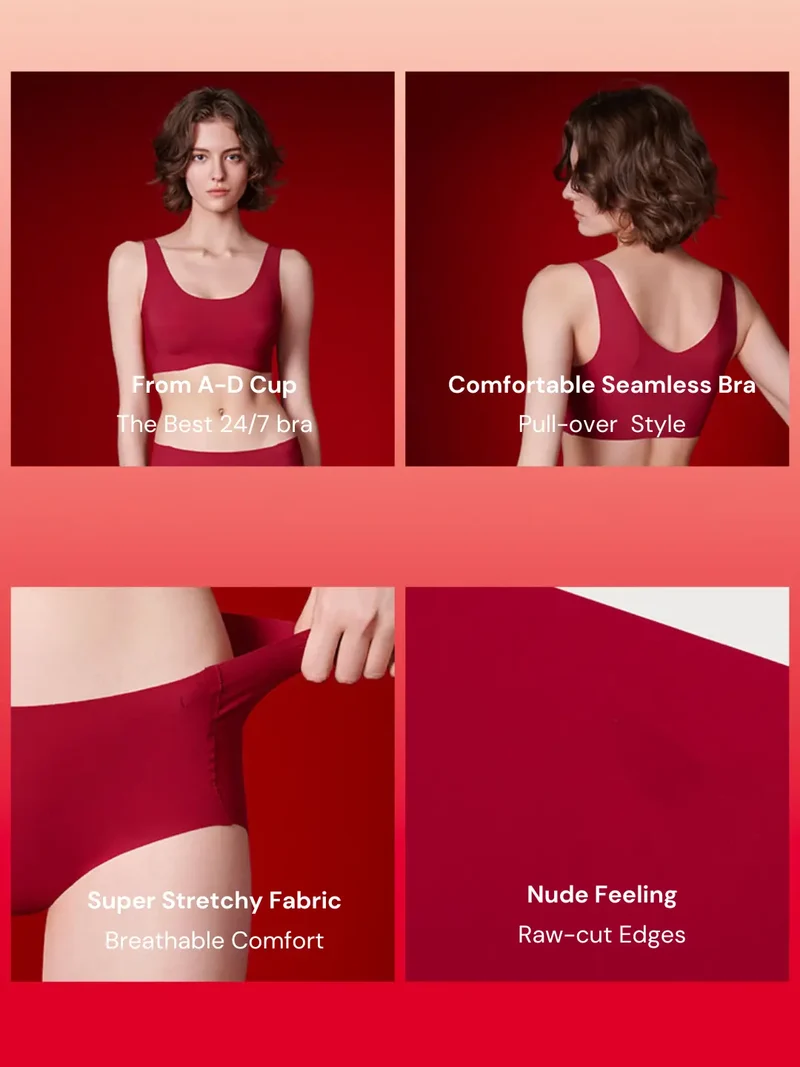 NuCloud Red Holiday Bra Set