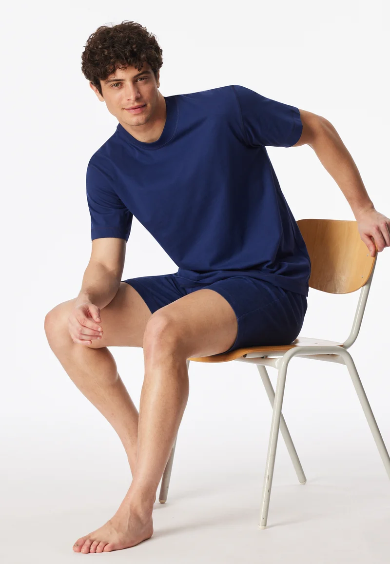 Schlafanzug kurz Blau - Modern Essentials