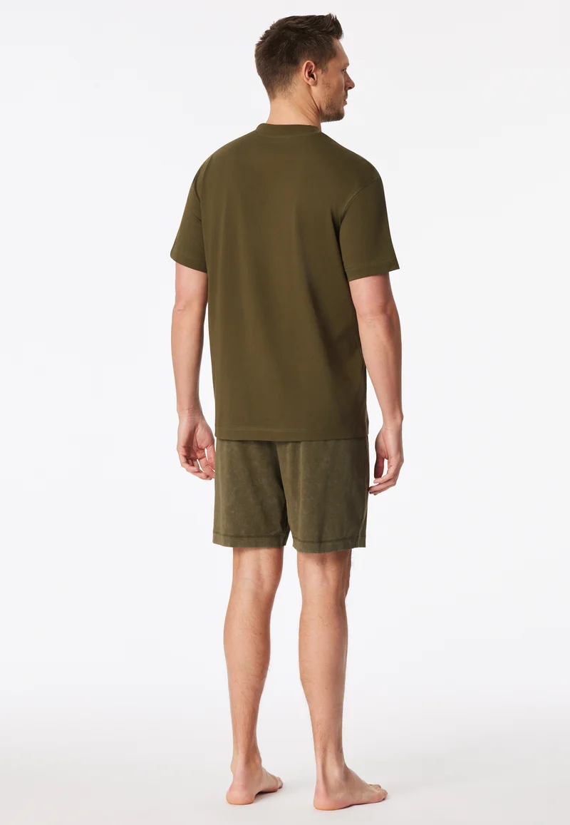 Schlafanzug kurz Oliv - Modern Essentials