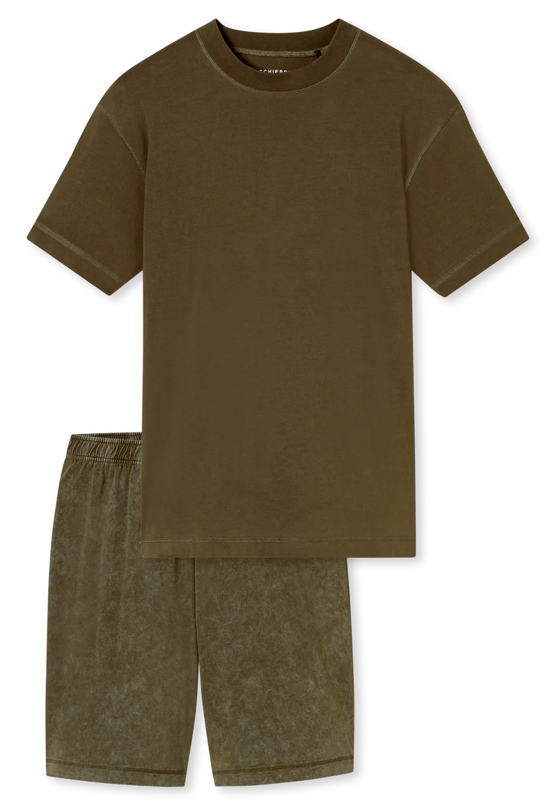 Schlafanzug kurz Oliv - Modern Essentials