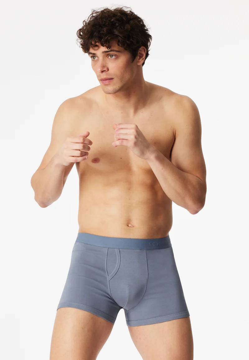 Enge Boxershorts Feinripp mit Eingriff 2er-Pack Blau - Rib Essentials