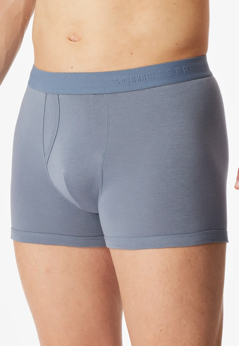 Enge Boxershorts Feinripp mit Eingriff 2er-Pack Blau - Rib Essentials