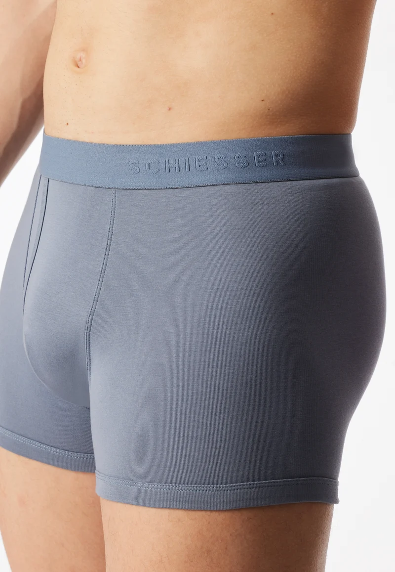 Enge Boxershorts Feinripp mit Eingriff 2er-Pack Blau - Rib Essentials