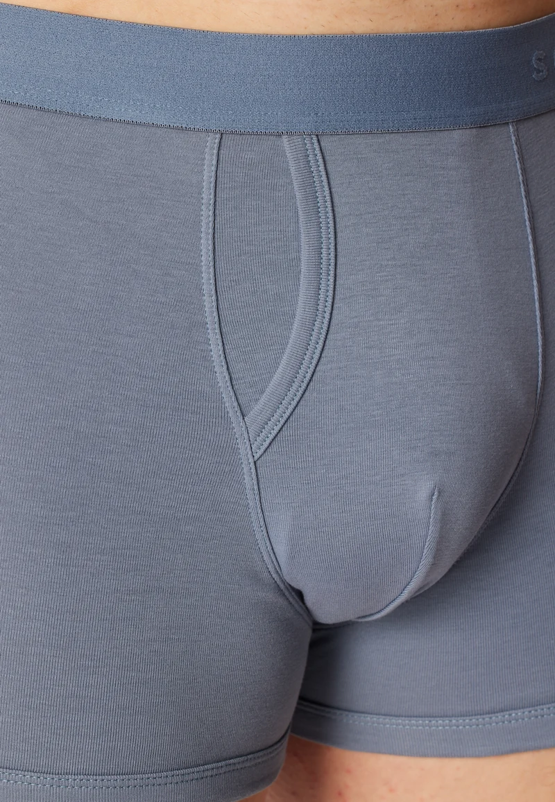 Enge Boxershorts Feinripp mit Eingriff 2er-Pack Blau - Rib Essentials