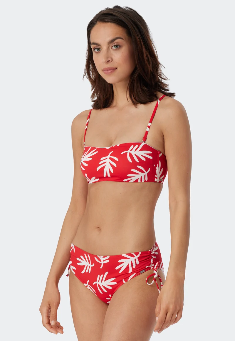 Bikini-Top Rot/Weiss gemustert - Mix & Match
