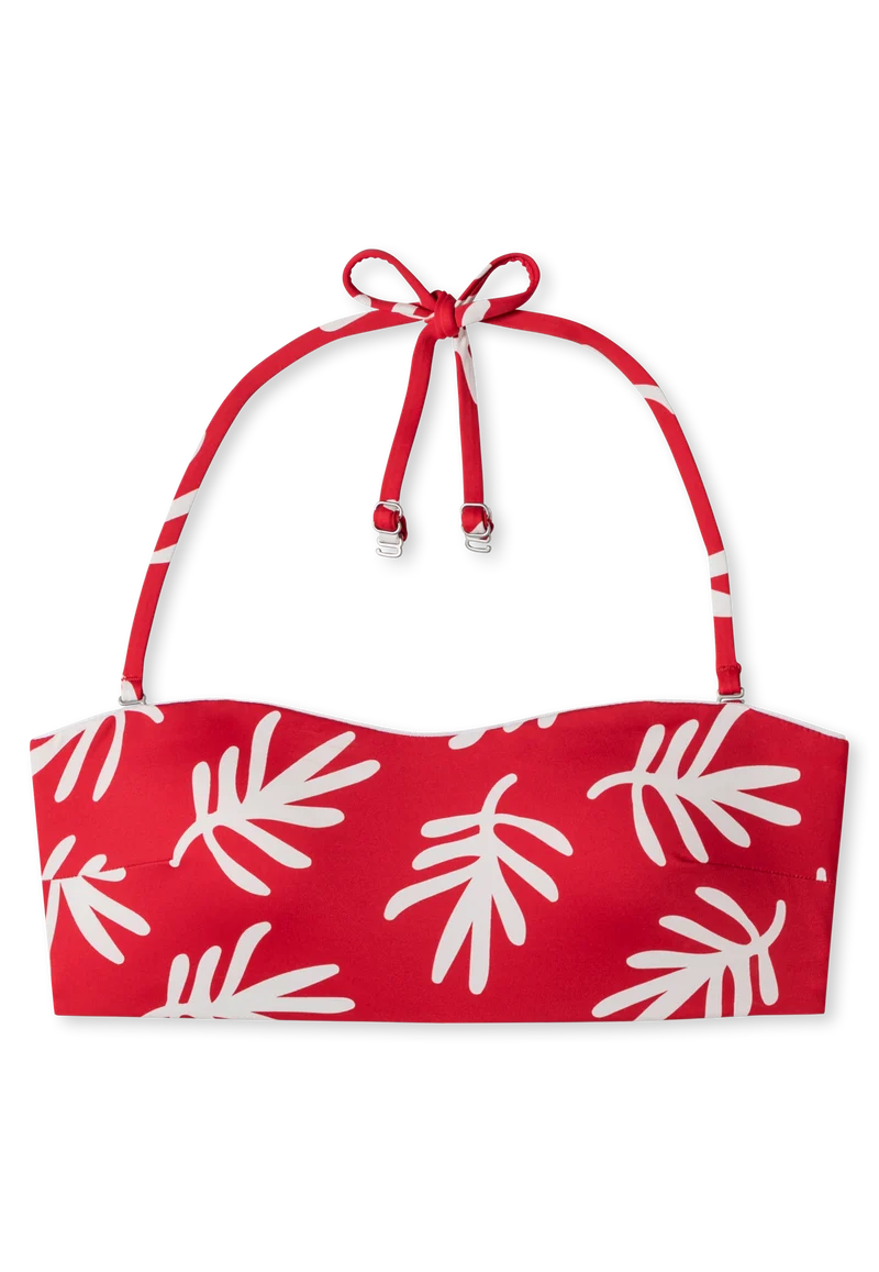 Bikini-Top Rot/Weiss gemustert - Mix & Match