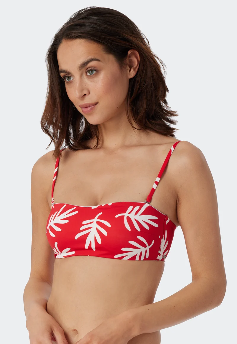 Bikini-Top Rot/Weiss gemustert - Mix & Match