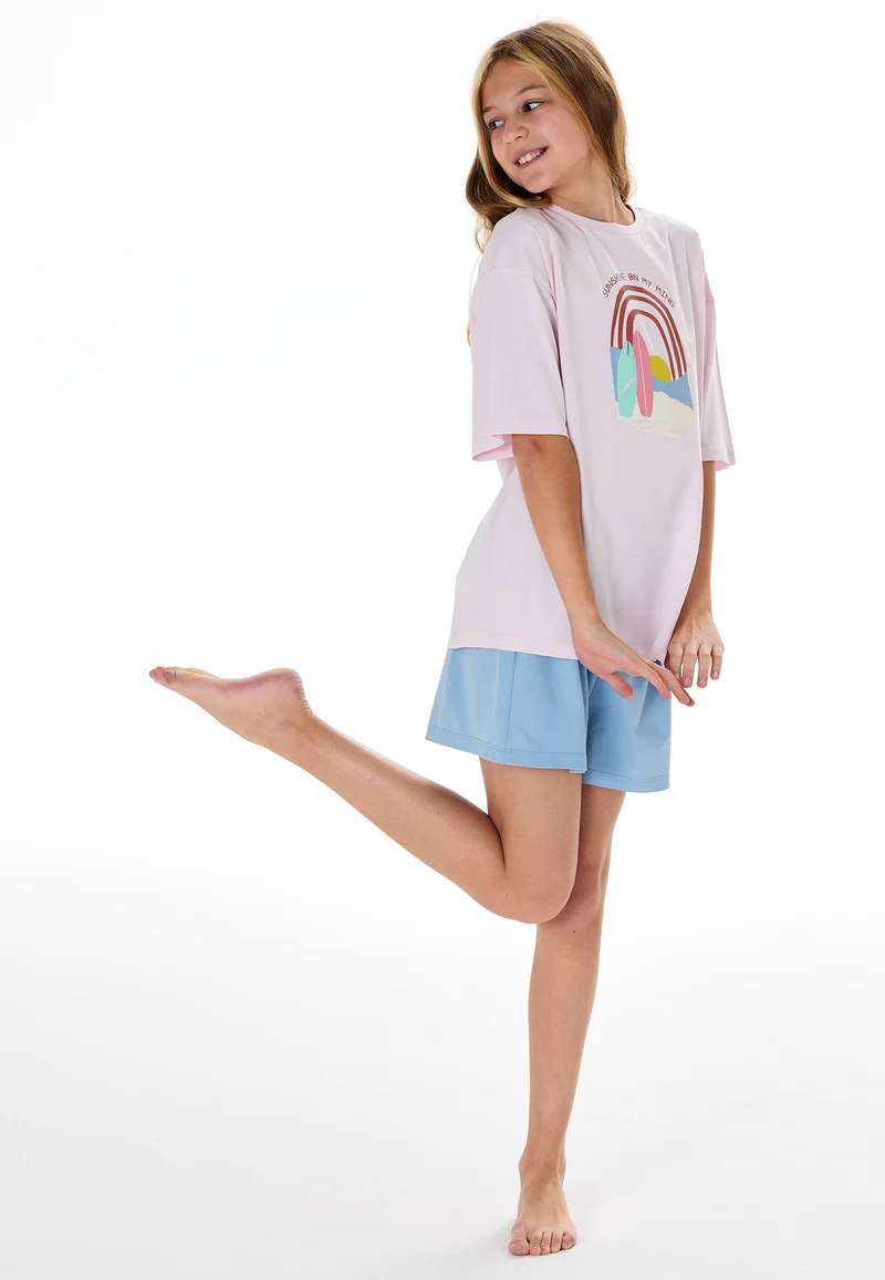 Schlafanzug kurz Rosa/Blau - Teens Nightwear