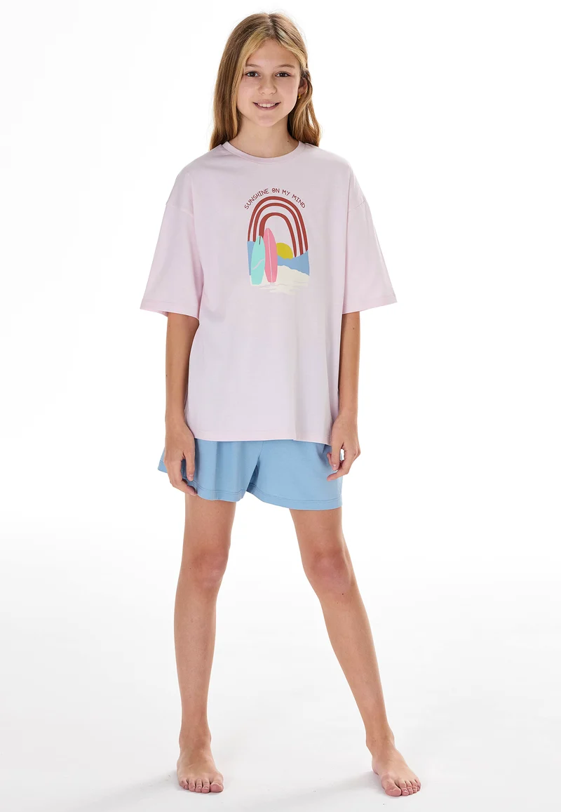 Schlafanzug kurz Rosa/Blau - Teens Nightwear