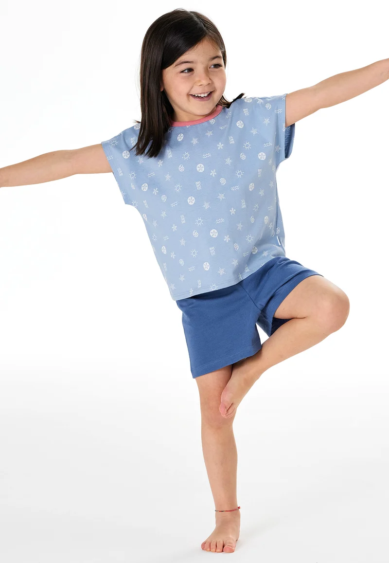 Schlafanzug kurz Blau gemustert - Kids Nightwear