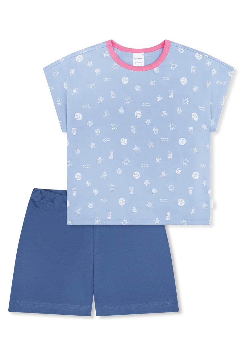 Schlafanzug kurz Blau gemustert - Kids Nightwear