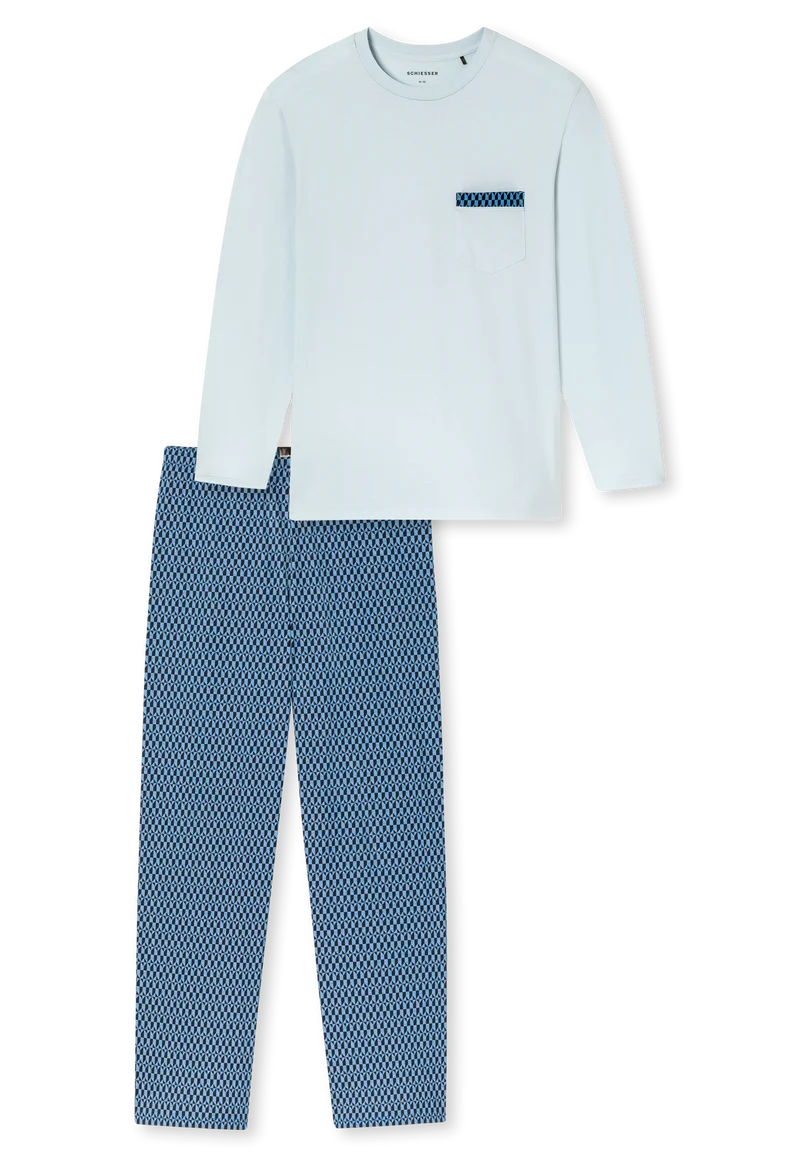 Schlafanzug Blau gemustert - Comfort Nightwear