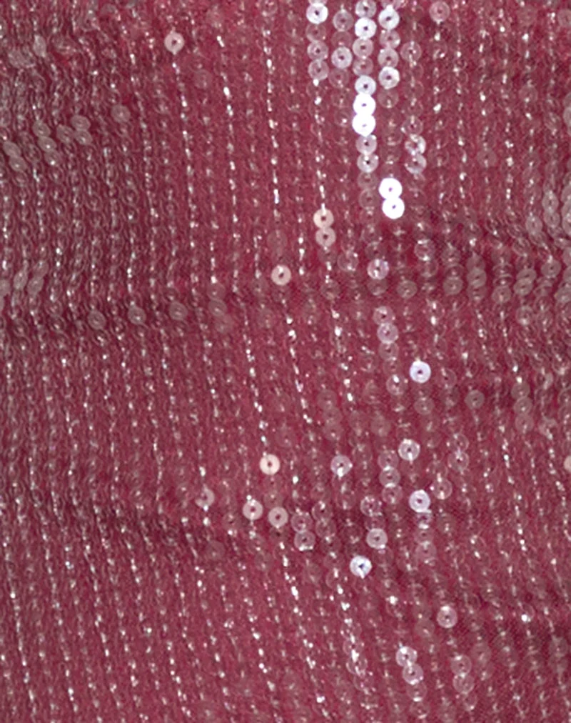 Hepasi Mini robe dos nu en Clear Sequin Maroon