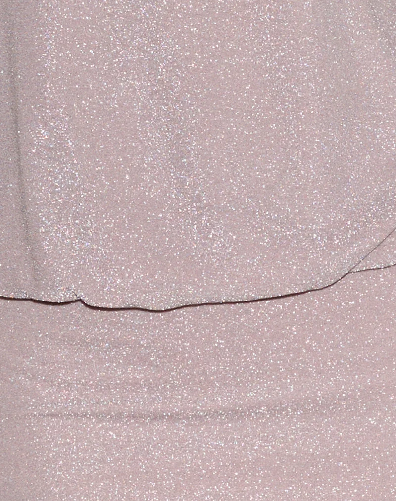 Joanka Tie Neck Dress in Shimmer Lurex Pink