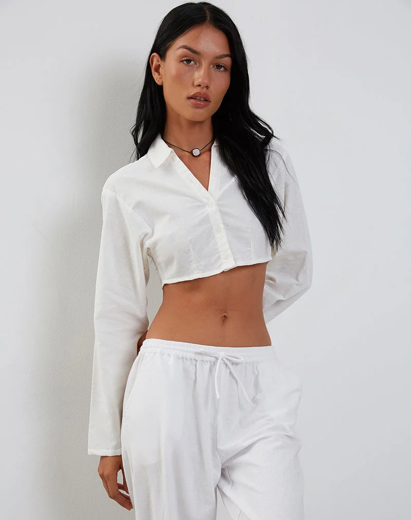 Elyse Cropped Shirt, écru