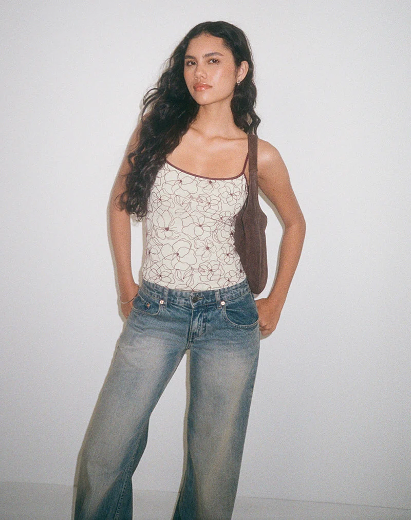 Barlyn Cami Top in Line Flower Cream