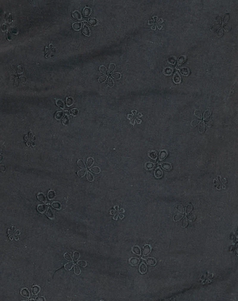 Mini robe Belinda en broderie fleurie Noir