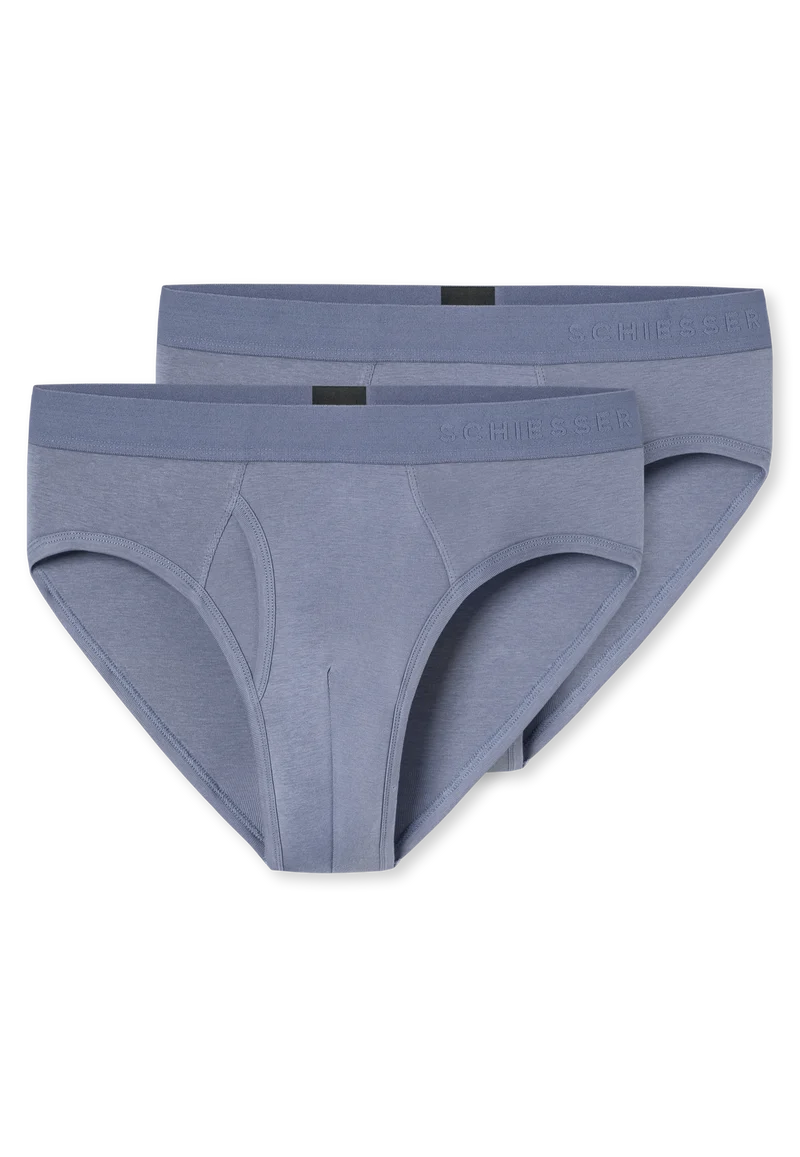 Slip Feinripp mit Eingriff 2er-Pack Blau - Rib Essentials