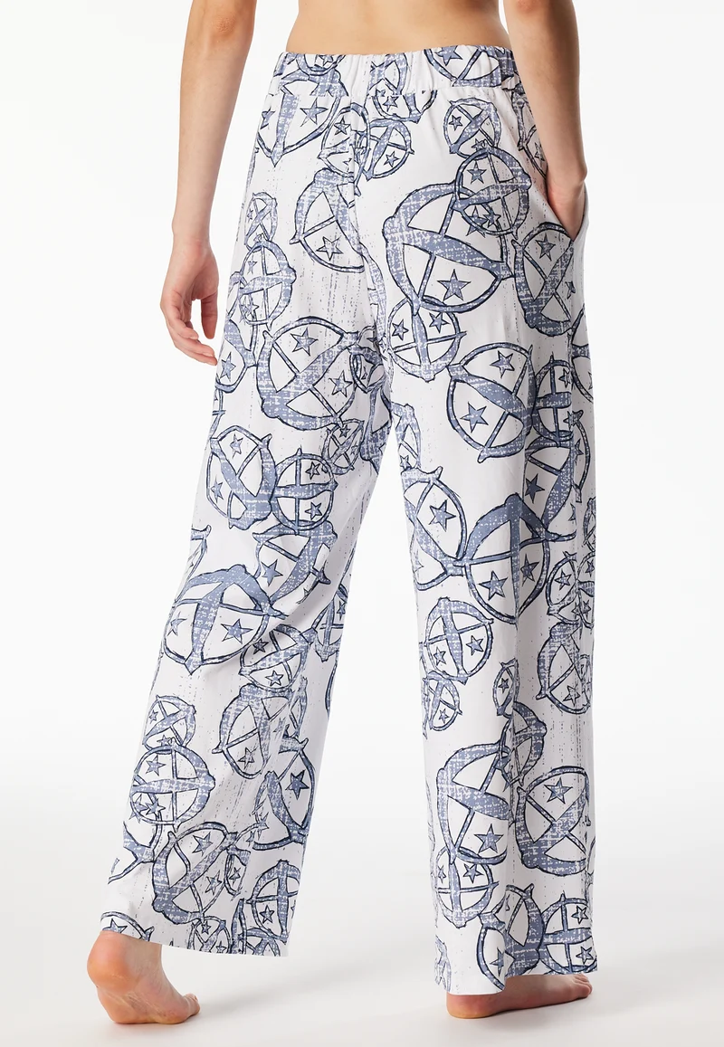 Hose lang Weiss/Blau gemustert - SCHIESSER 150 Years