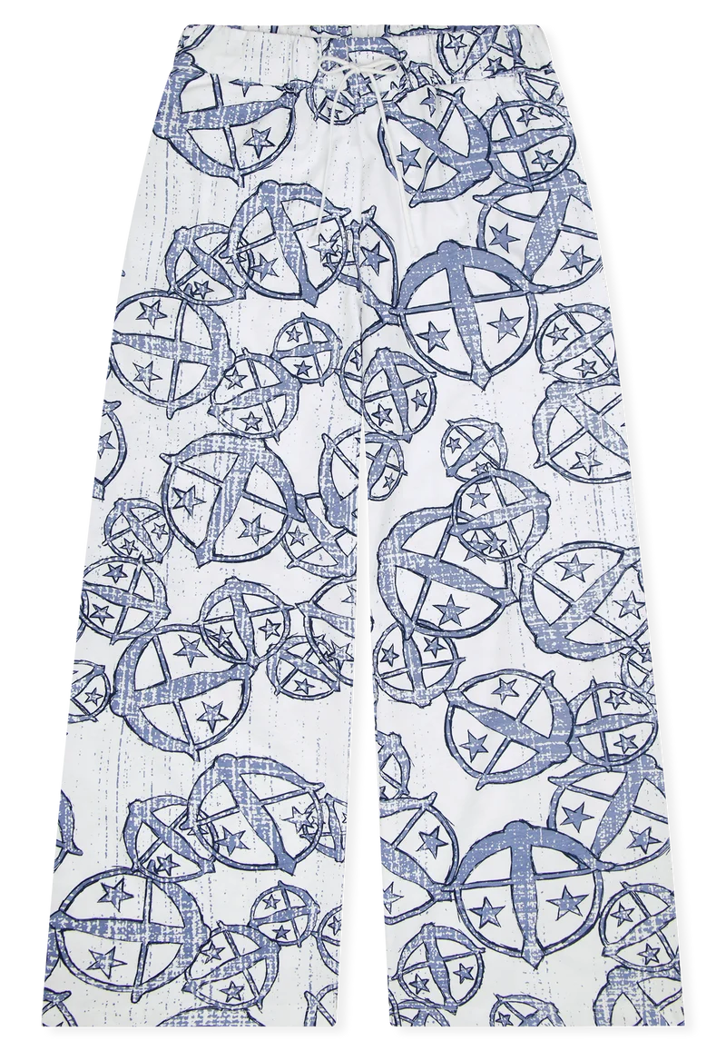 Hose lang Weiss/Blau gemustert - SCHIESSER 150 Years