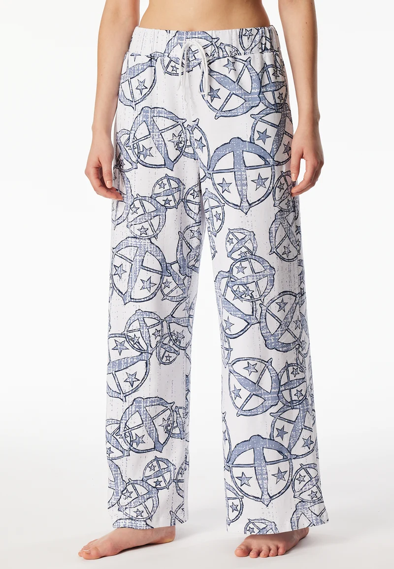Hose lang Weiss/Blau gemustert - SCHIESSER 150 Years