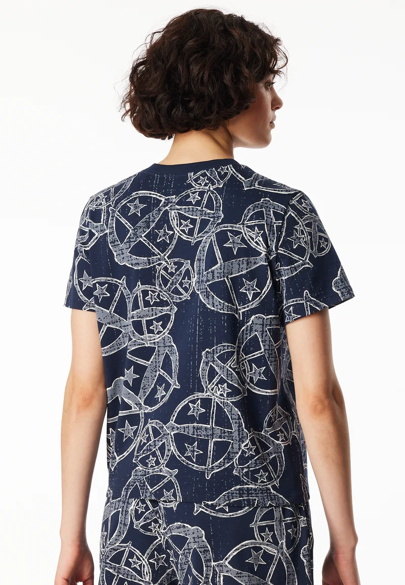 T-Shirt Blau gemustert - SCHIESSER 150 Years