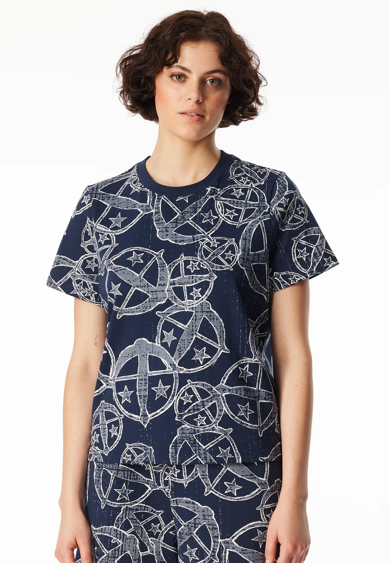 T-Shirt Blau gemustert - SCHIESSER 150 Years
