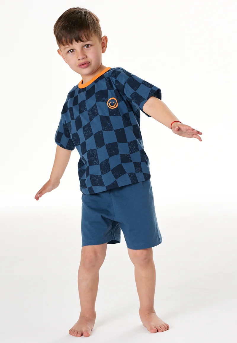 Schlafanzug kurz Blau kariert - Kids Nightwear