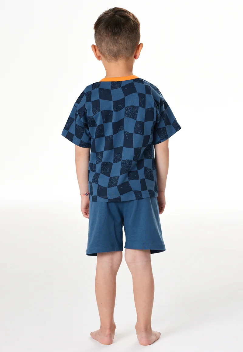 Schlafanzug kurz Blau kariert - Kids Nightwear