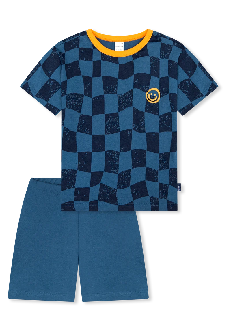 Schlafanzug kurz Blau kariert - Kids Nightwear