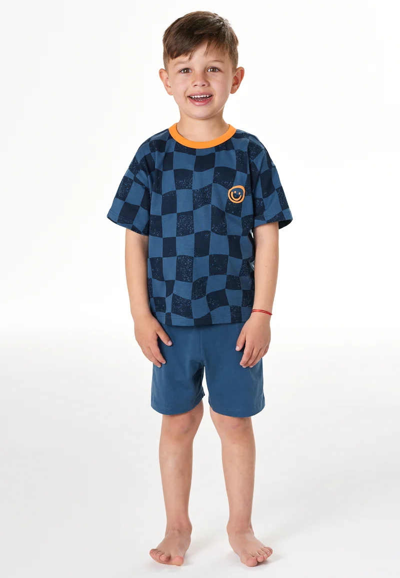 Schlafanzug kurz Blau kariert - Kids Nightwear