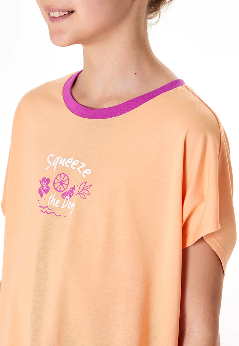 Schlafanzug kurz Zitrus pfirsichorange - Teens Nightwear