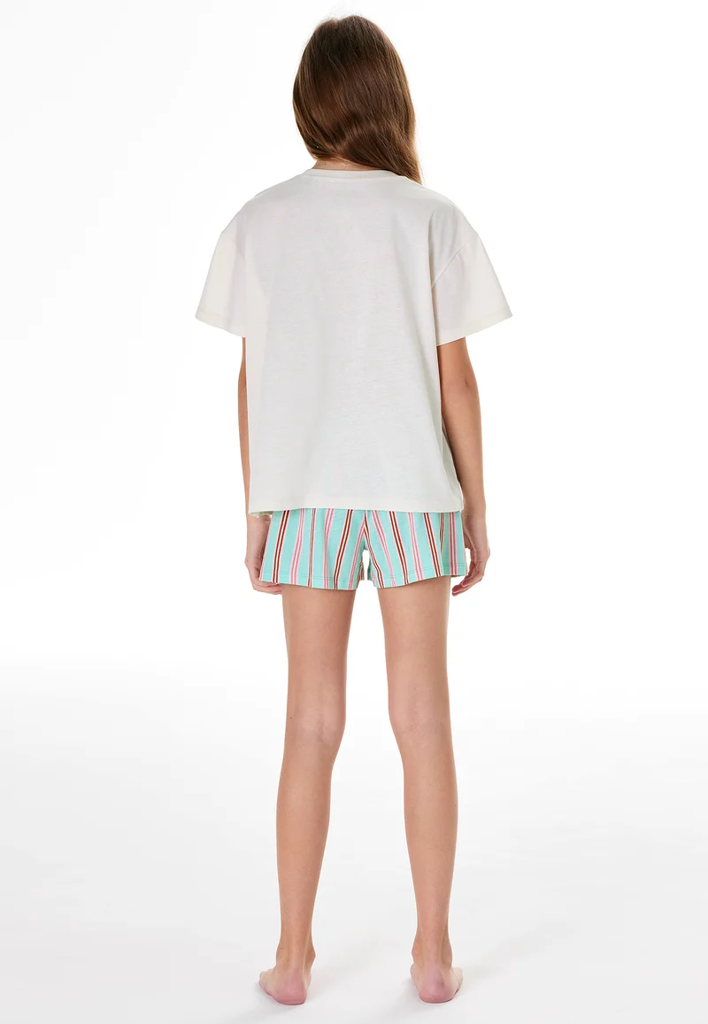 Schlafanzug kurz Weiss/Blau gestreift - Teens Nightwear