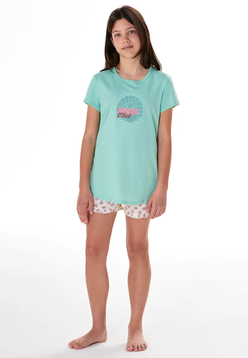 Schlafanzug kurz Blau/Weiss gemustert - Nightwear