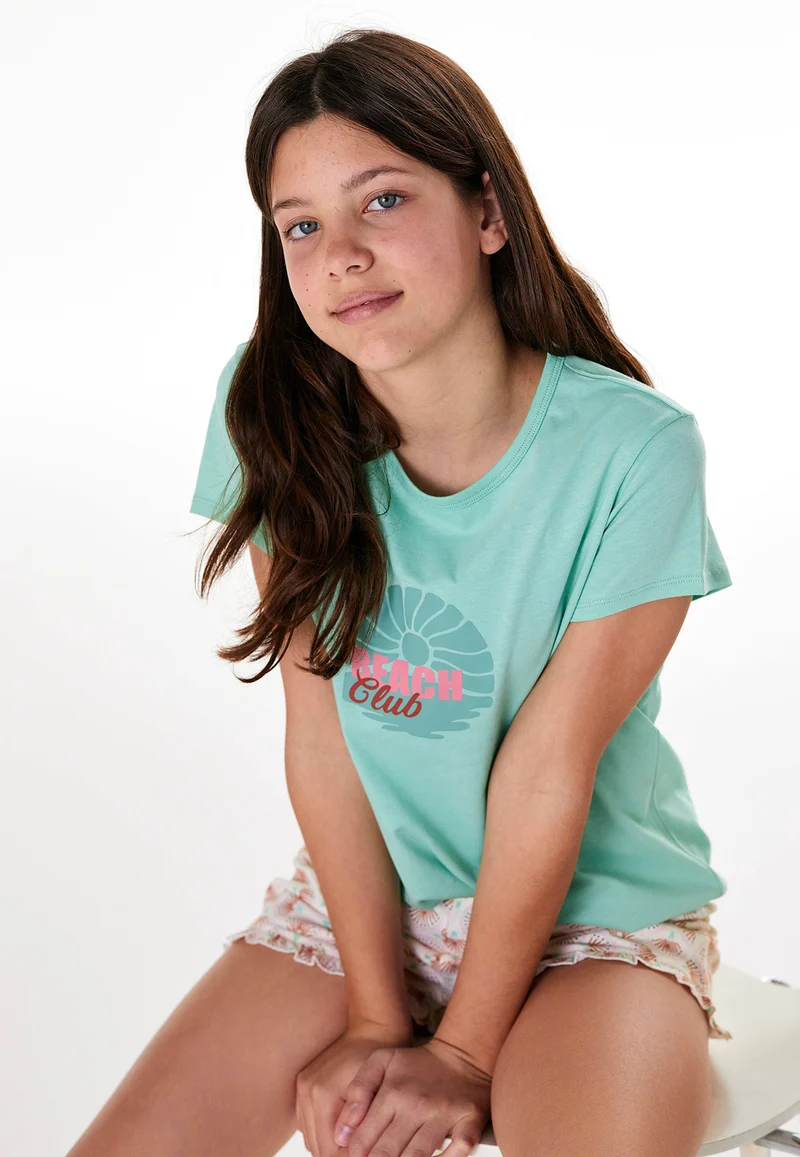 Schlafanzug kurz Blau/Weiss gemustert - Nightwear