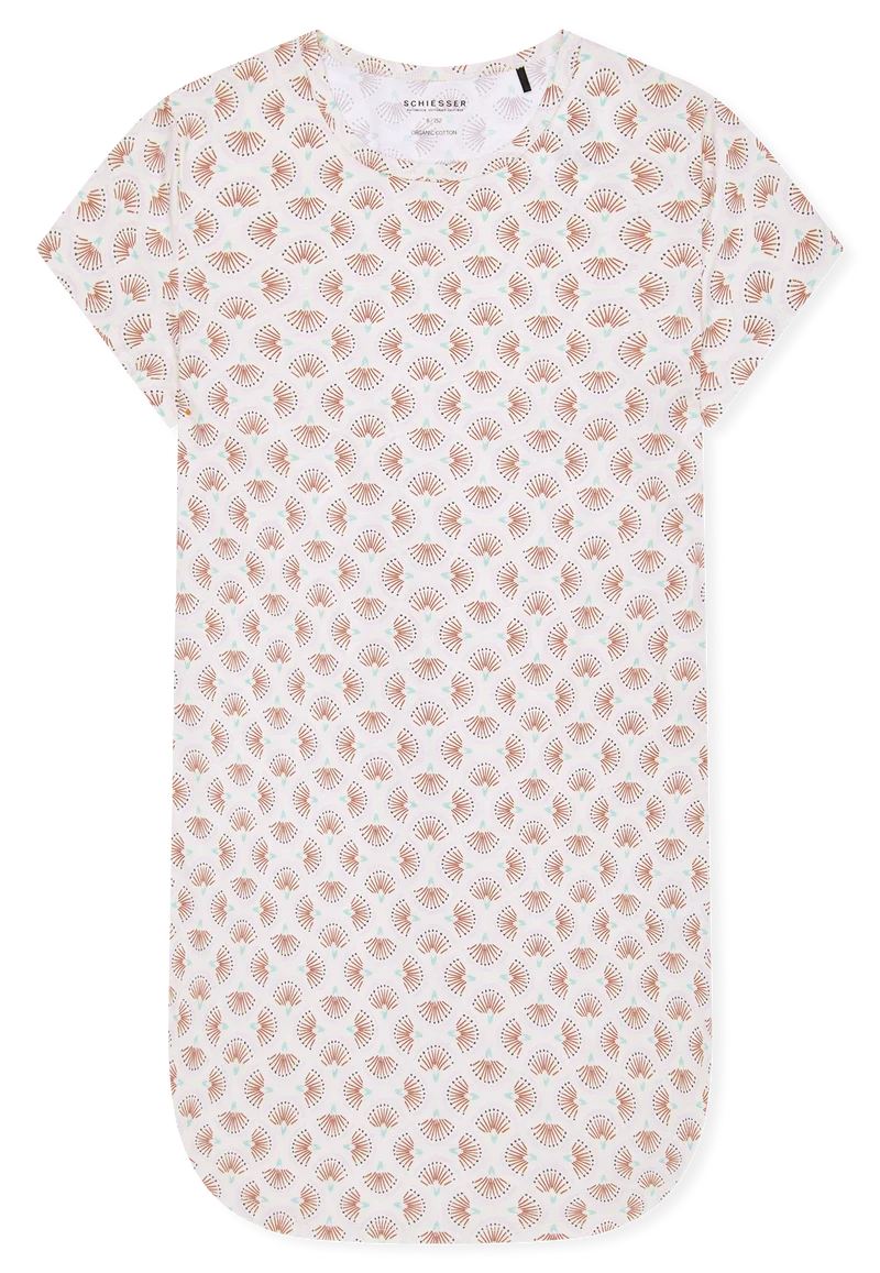 Nachthemd kurzarm Weiss/Rosa gemustert - Teens Nightwear