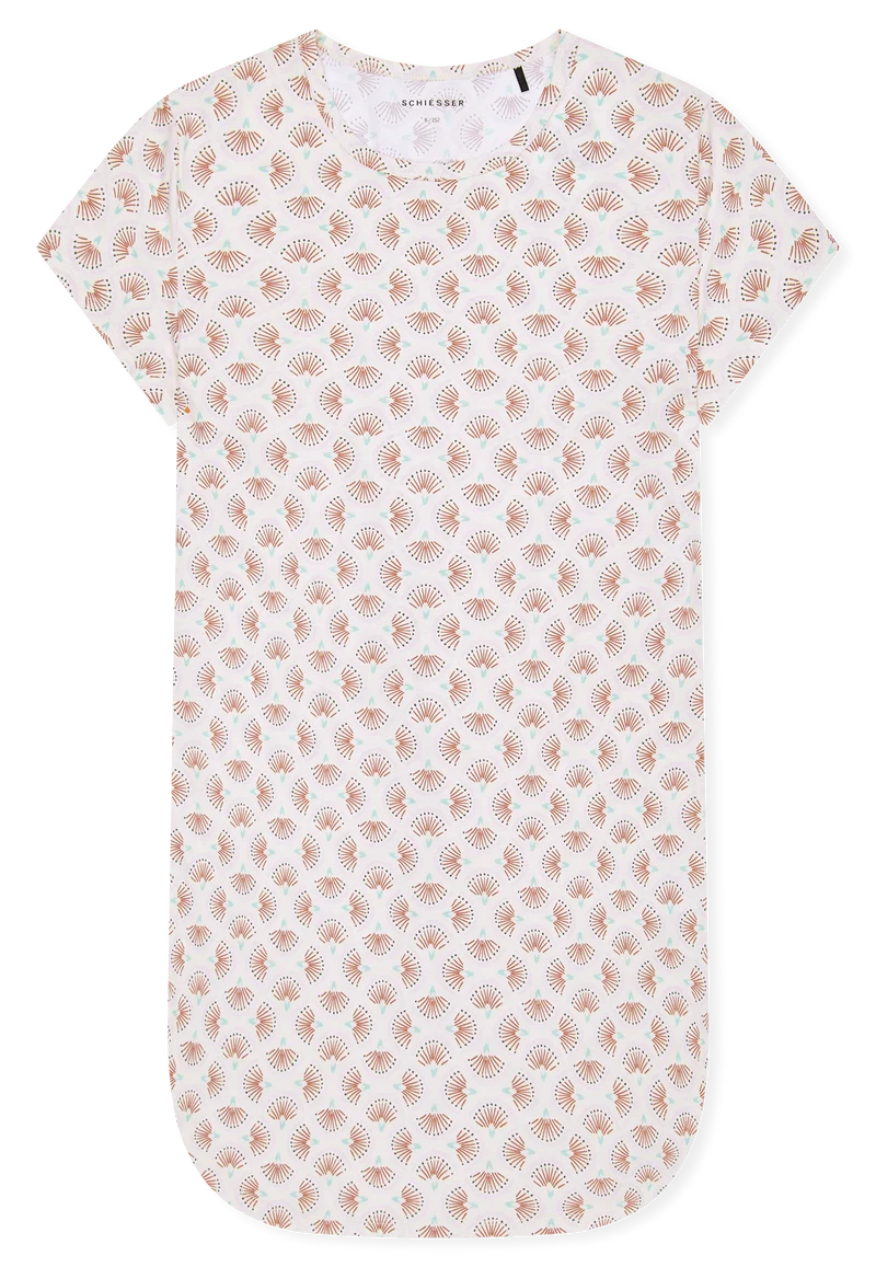 Nachthemd kurzarm Weiss/Rosa gemustert - Teens Nightwear