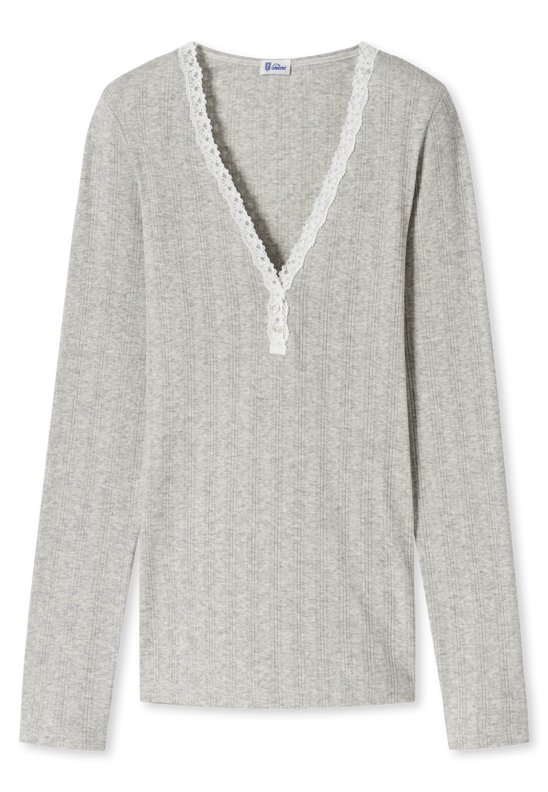Shirt V-Ausschnitt mit Knopfleiste Grau - Revival Agathe