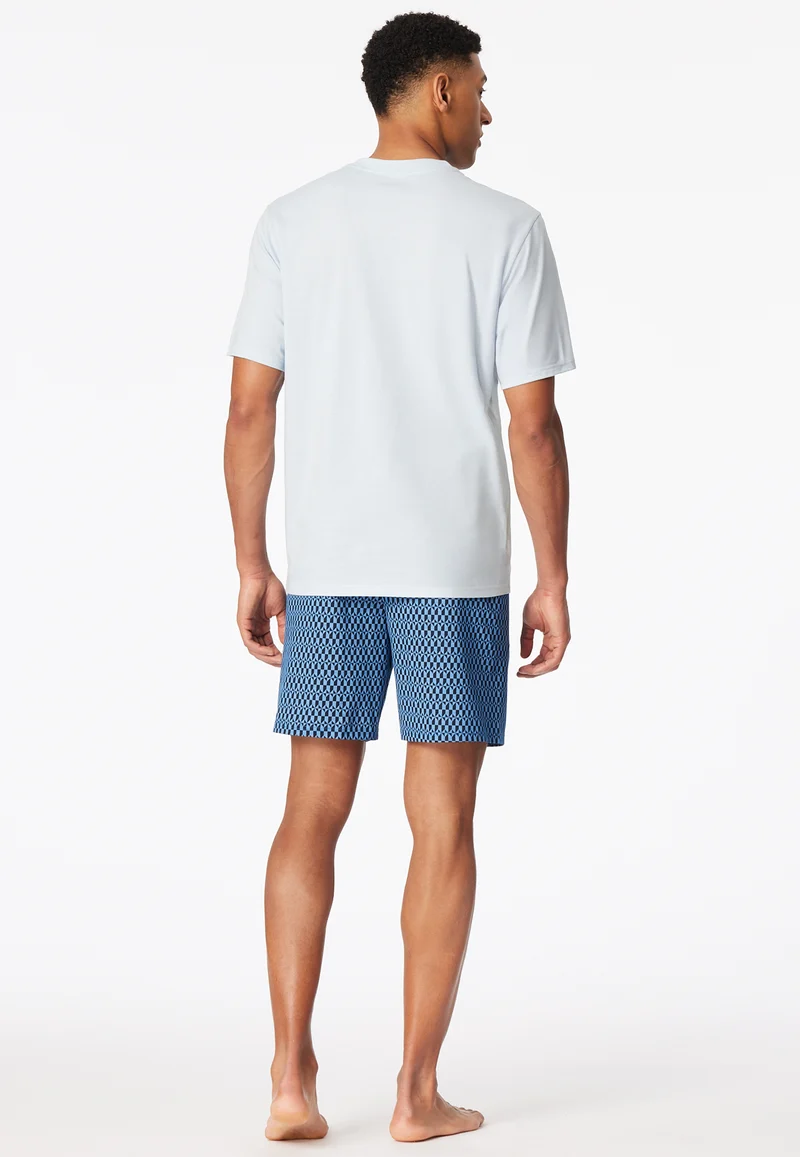 Schlafanzug kurz Blau/Weiss gemustert - Comfort Nightwear