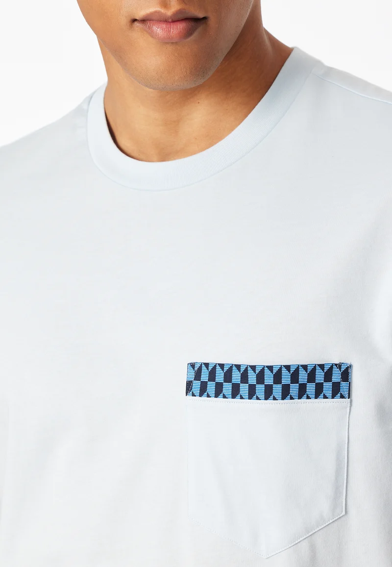 Schlafanzug kurz Blau/Weiss gemustert - Comfort Nightwear