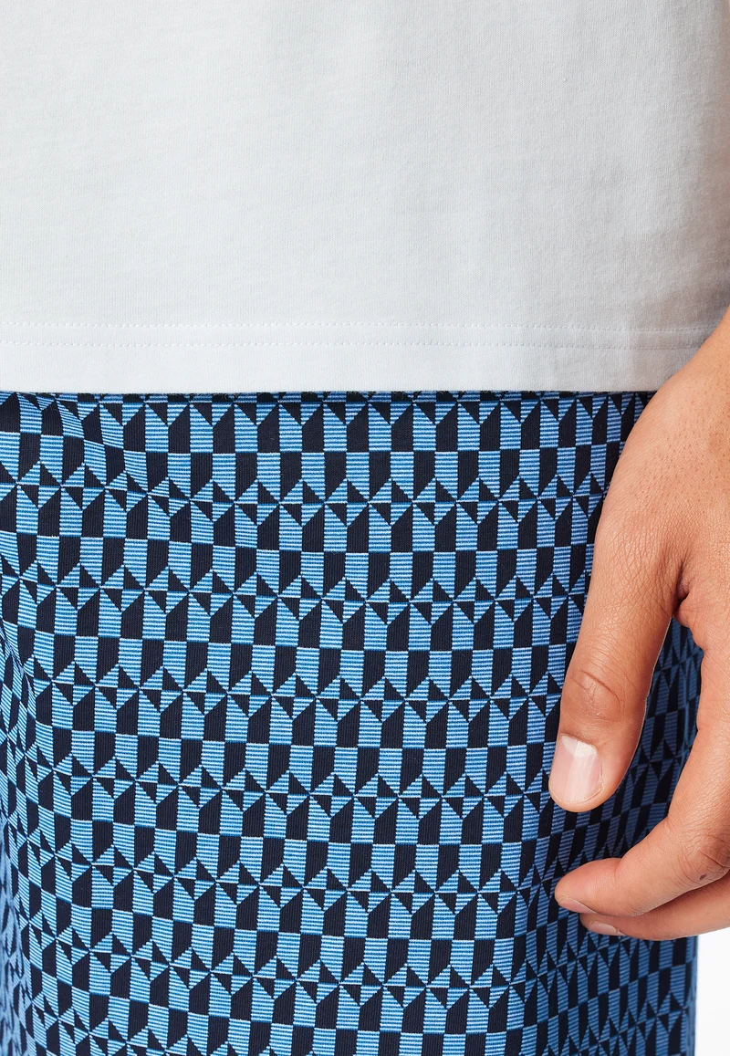 Schlafanzug kurz Blau/Weiss gemustert - Comfort Nightwear