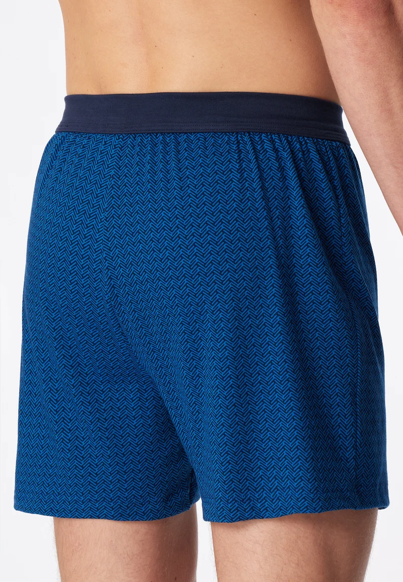 Boxershorts mit Knopfleiste Blau gemustert - Comfort Fit