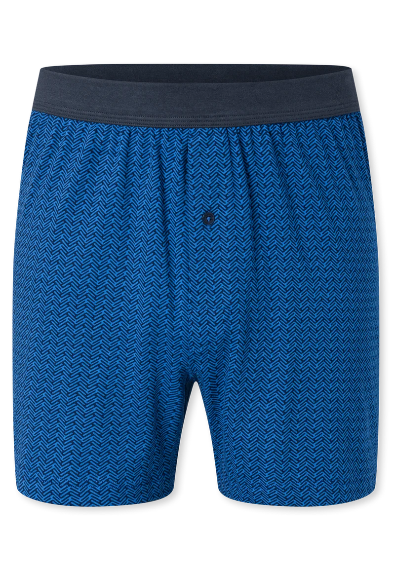 Boxershorts mit Knopfleiste Blau gemustert - Comfort Fit