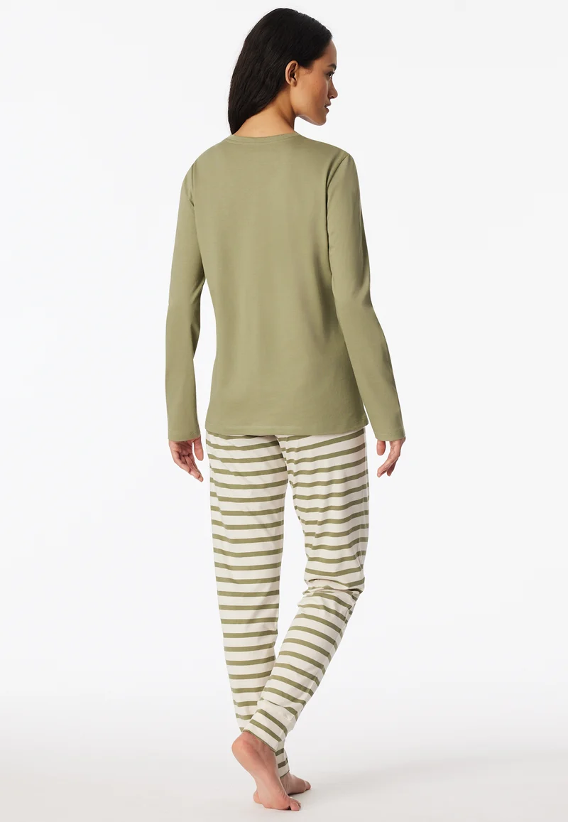 Schlafanzug Khaki/Weiss gestreift - Casual Essentials