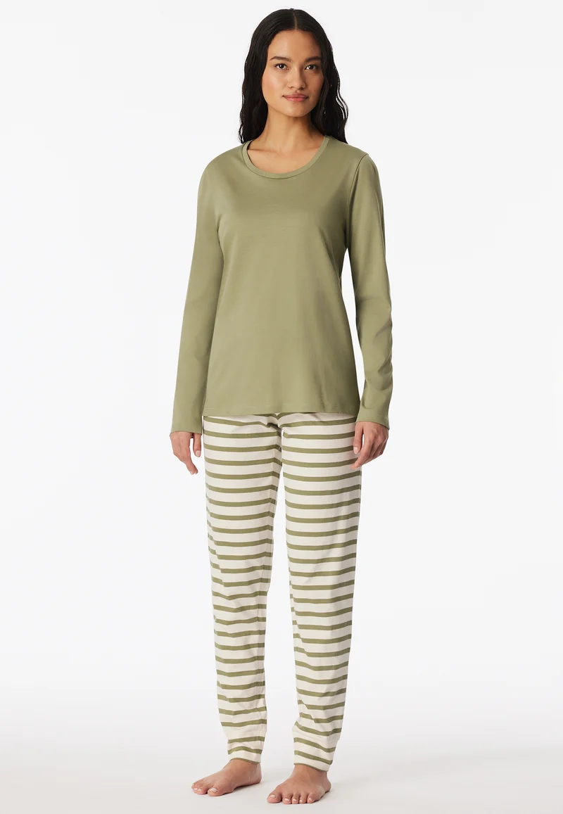 Schlafanzug Khaki/Weiss gestreift - Casual Essentials
