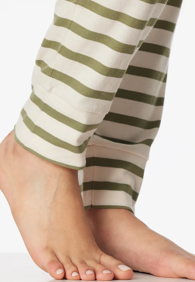 Schlafanzug Khaki/Weiss gestreift - Casual Essentials