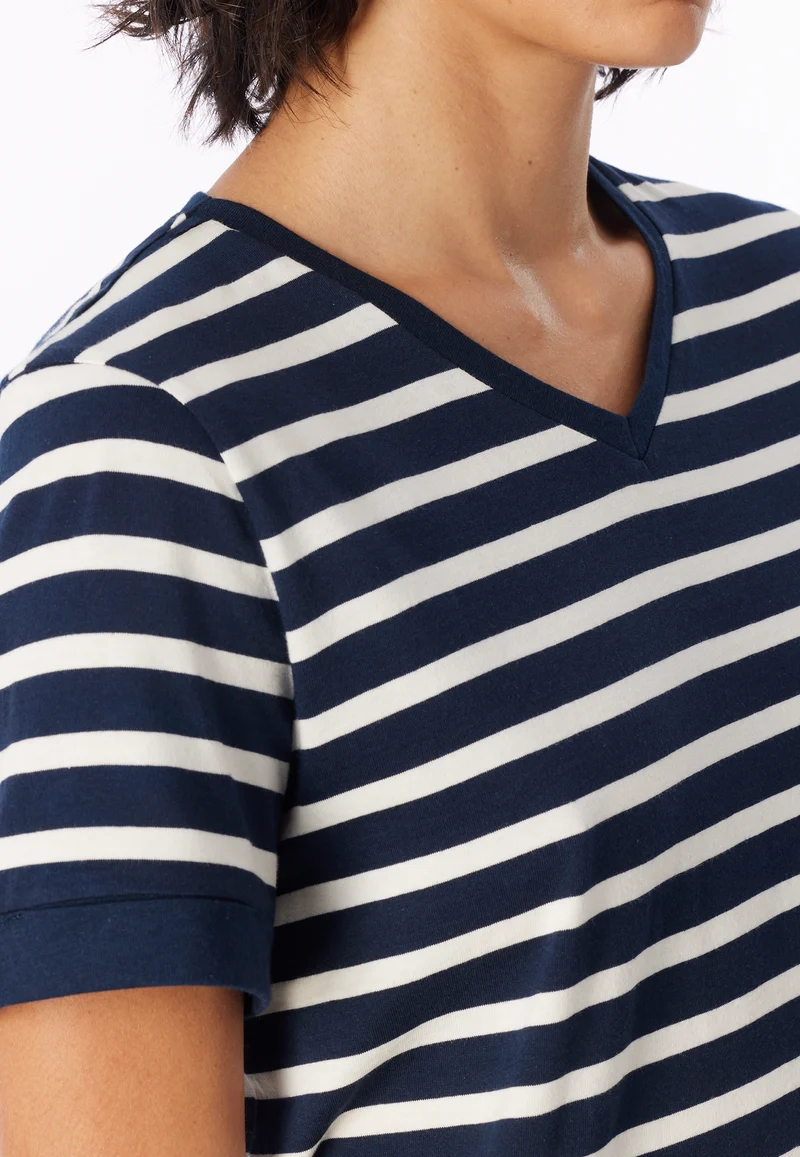 Schlafanzug 3/4-lang Dunkelblau gestreift - Casual Essentials
