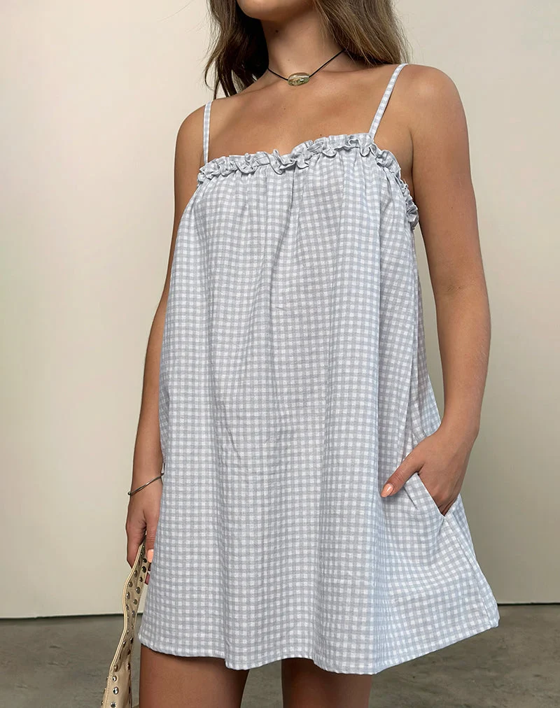Robe Kamalani en mini vichy bleu et gris